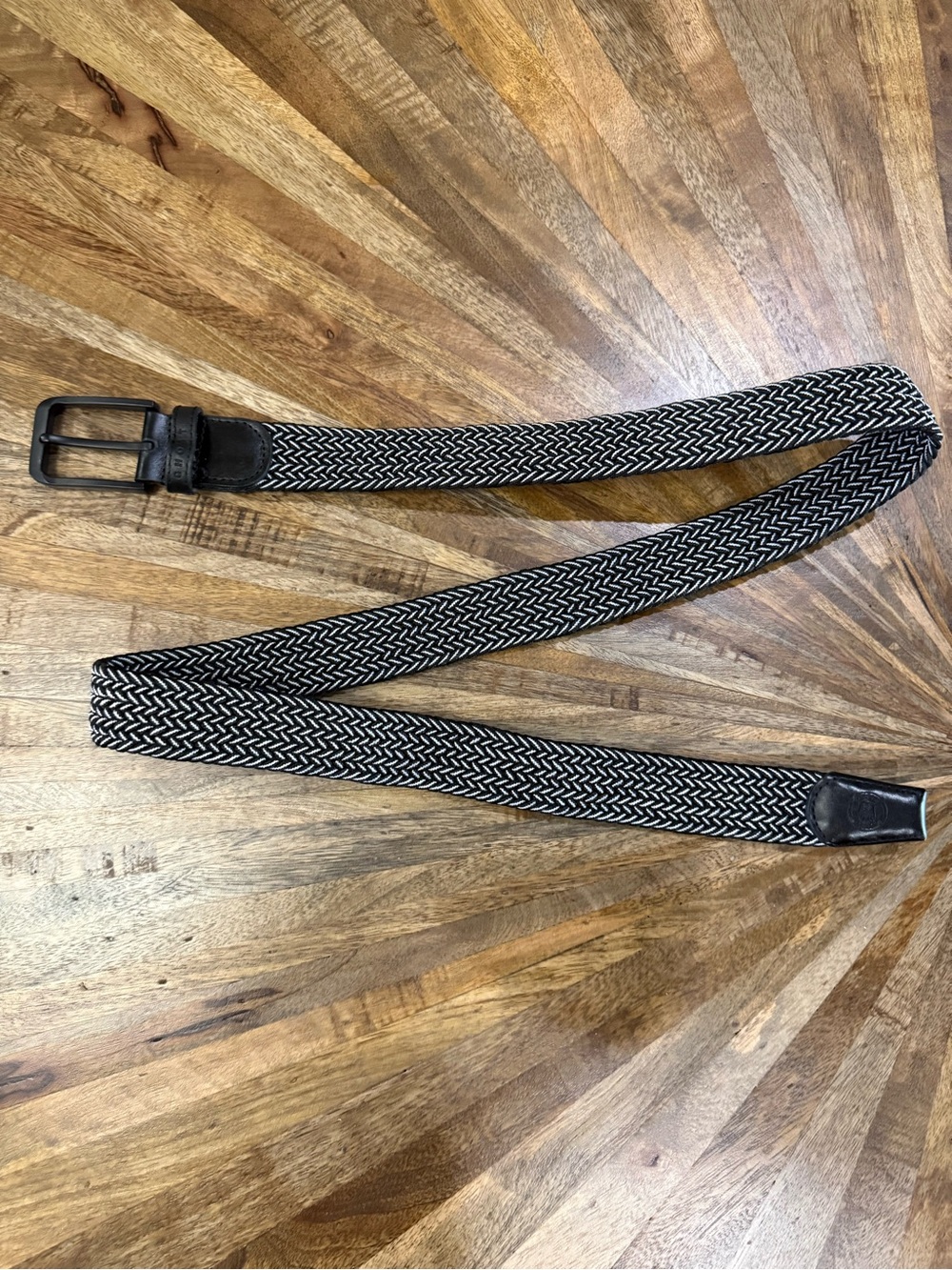 Men's Black & White Woven Elastic Belt - Ghost Golf Bubba
